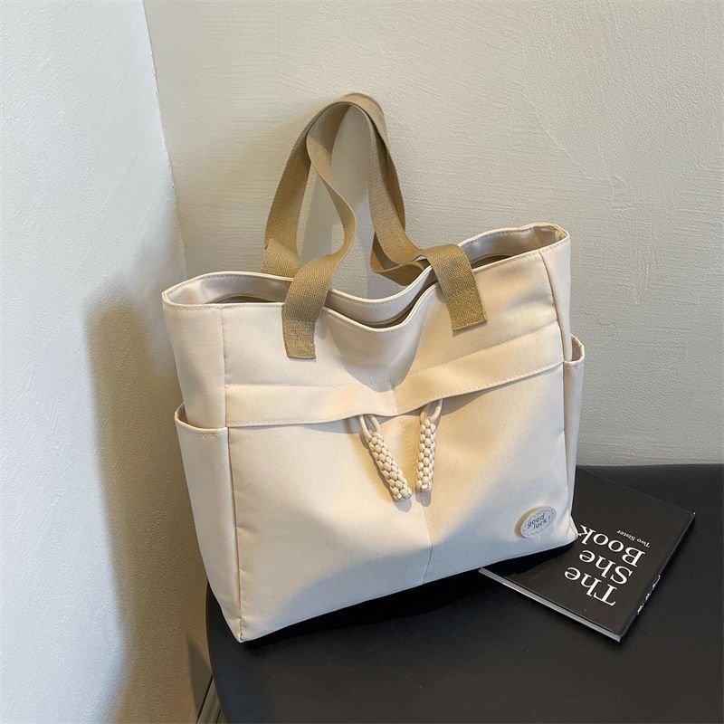 Casual Solid Color Large Capacity Canvas Tote Bag