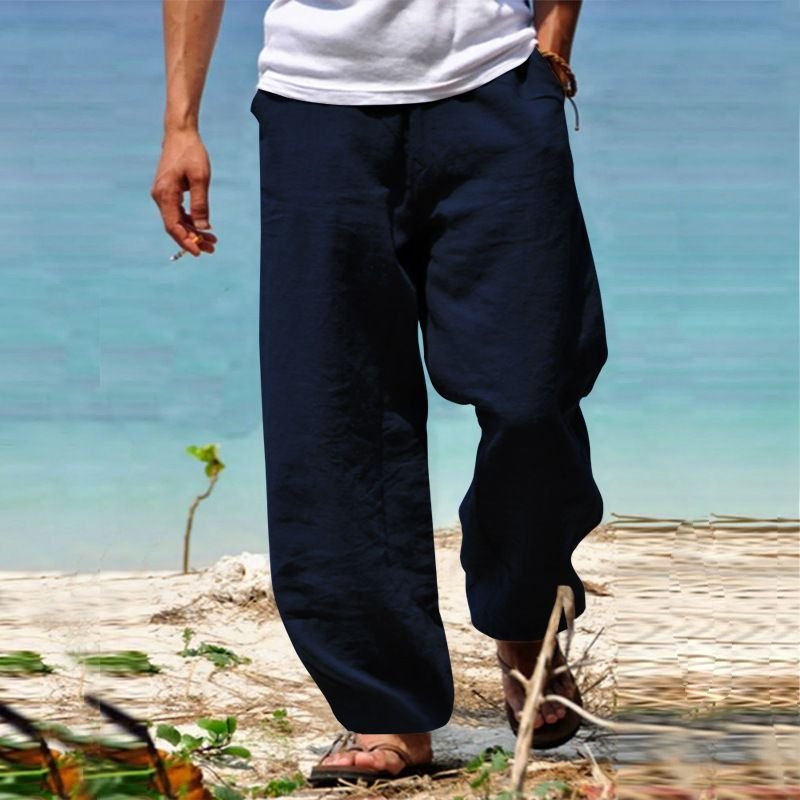 Men Fashion Casual Solid Color Plus Size Wide Leg Trousers