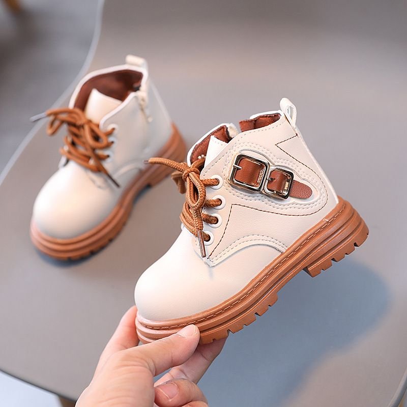 Children Fashion Solid Color Lace-Up Boots