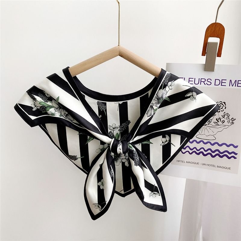 Women Fashion Letter Stripe Leopard Print Triangle Shawl