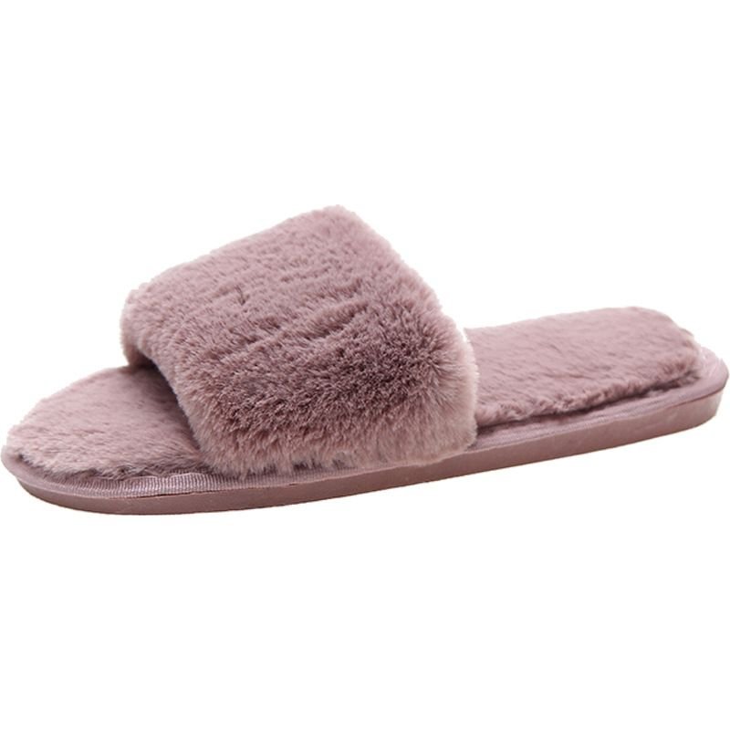 Plus Size Winter Casual Solid Color Plush Slippers