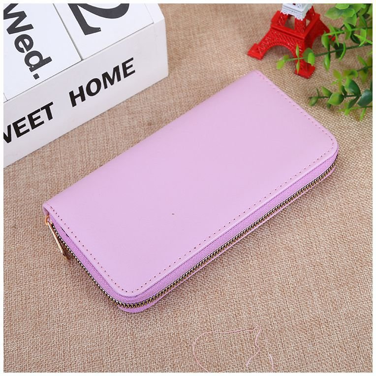 Women Fashion Solid Color Multi-Card Zipper Long Purses