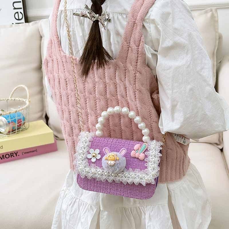 Kids Girls Fashion Casual Cute Pearl Crossbody Handle Princess Bag