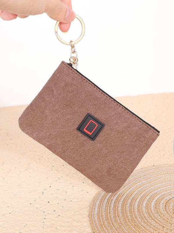 Women Fashion Casual Solid Color Canvas Zipper Wallets