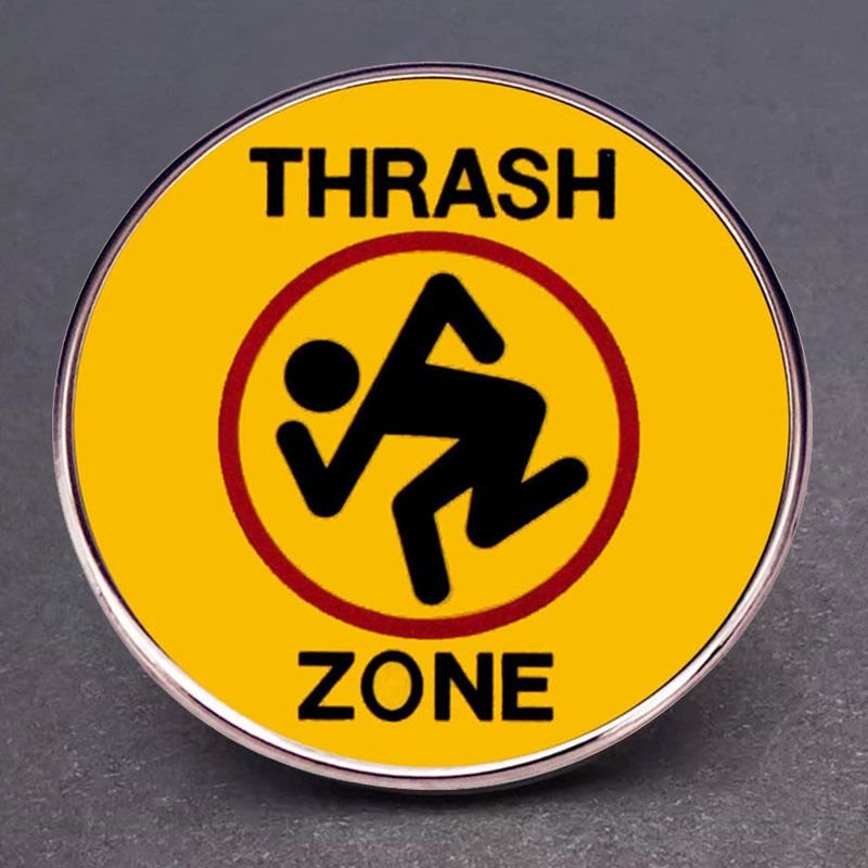 Women Fashion Creative Thrash Zone Logo Metal Brooch