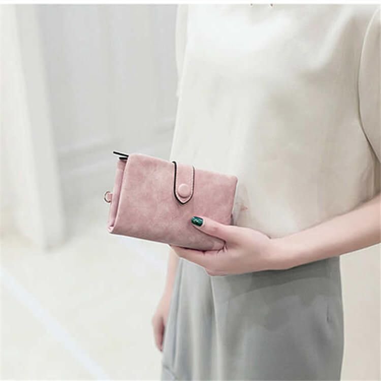 Women Fashion Solid Color Tirfold Muti-card Holder Wallet