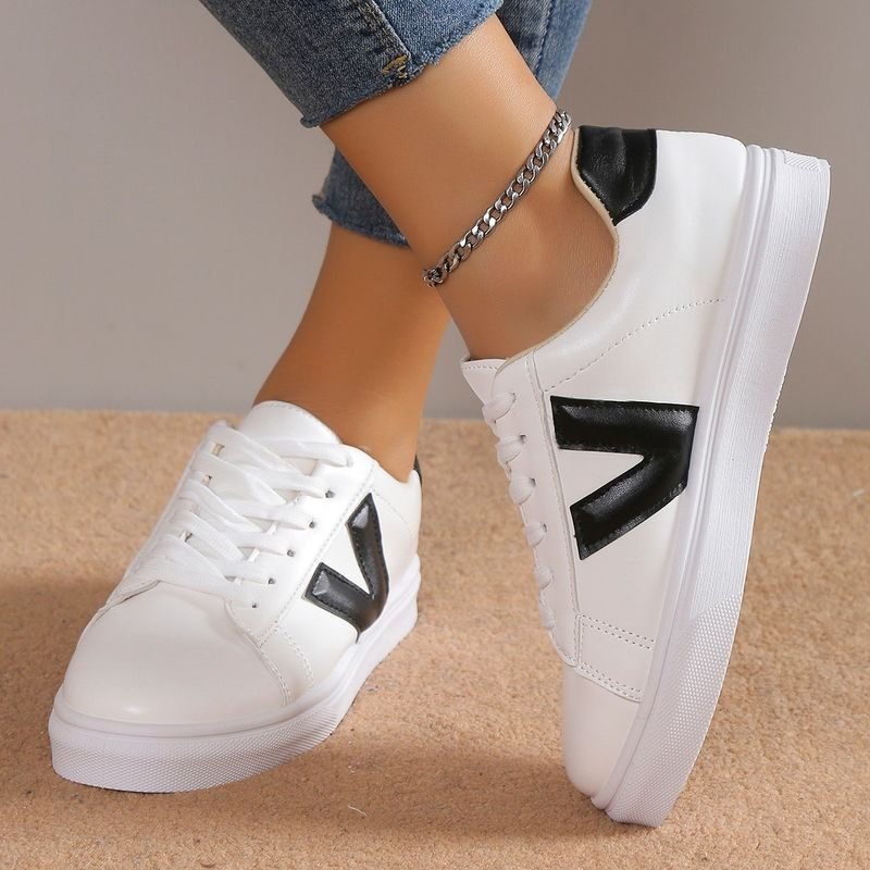 Summer Women Fashion Plus Size Solid Color V Round Toe Sneaker