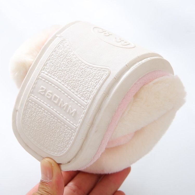 Autumn Winter Women Cute Plush Heart-Shaped Thickened Warm Extra Large Size Home Slippers