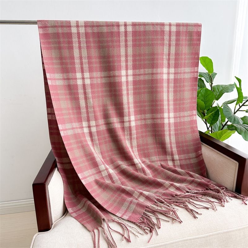 Autumn Winter Women Fashion Geometric Plaid Cashmere Warm Scarf