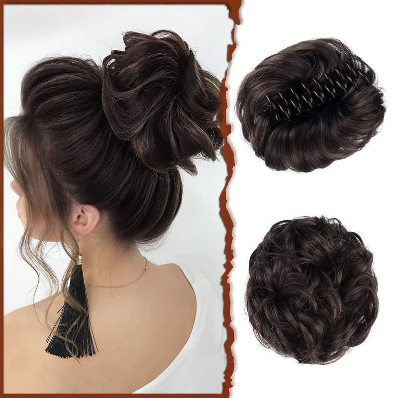 Women Hair Claw Natural Simulation Curly Hair Bun