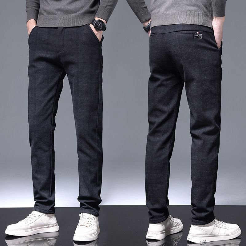 Men Fashion Plaid Slim-Fit Stretch Pants