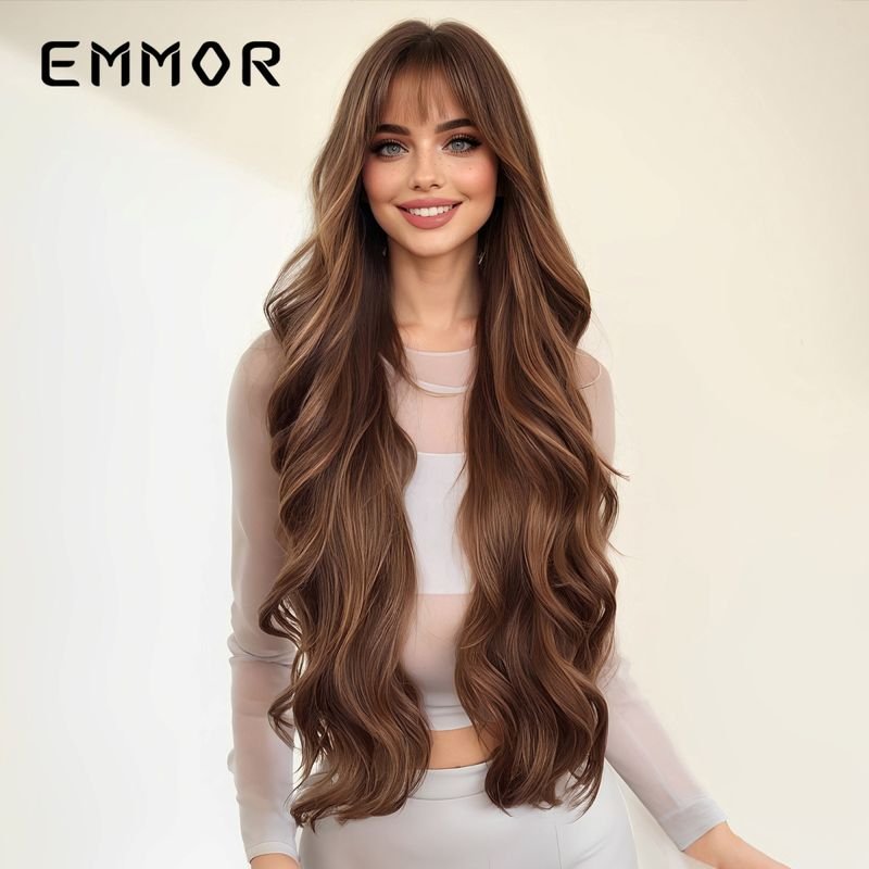 Women Fashion Long Curly Hair Wig With Bangs