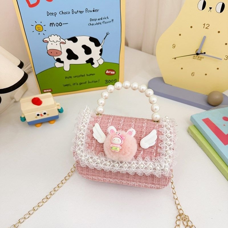 Kids Girls Fashion Casual Cute Pearl Crossbody Handle Princess Bag