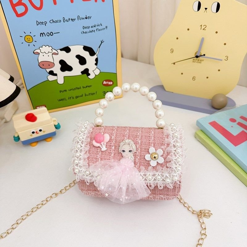 Kids Girls Fashion Casual Cute Pearl Crossbody Handle Princess Bag