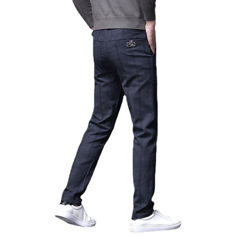 Men Fashion Plaid Slim-Fit Stretch Pants