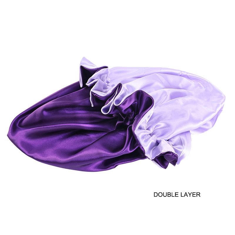 Double Layer Big Lace Solid Color Satin Bonnet