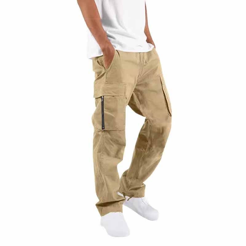 Men Fashion Casual Solid Color Straight Cargo Pants