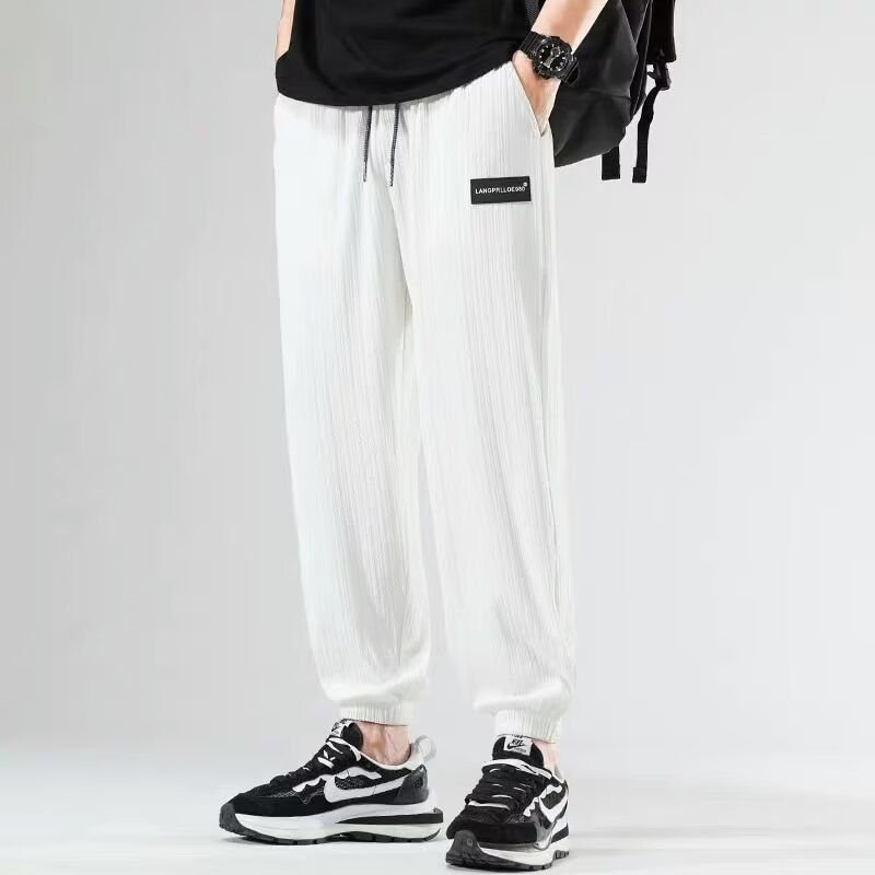 Men Casual Solid Color Loose Pants Ice