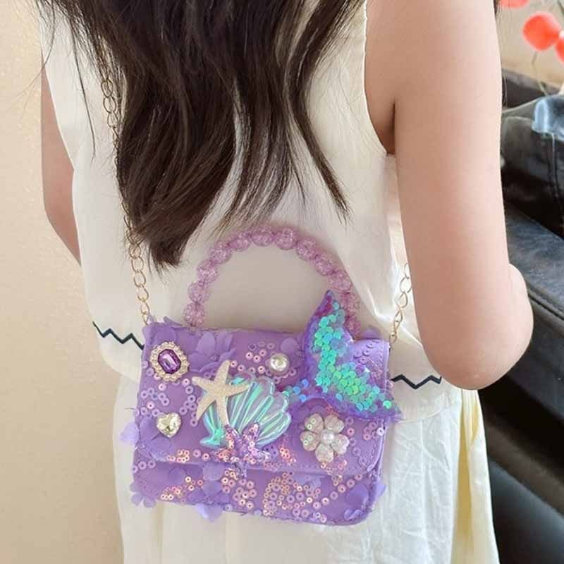 Kids Girls Fashion Casual Cute Shell Crossbody Handle Princess Bag