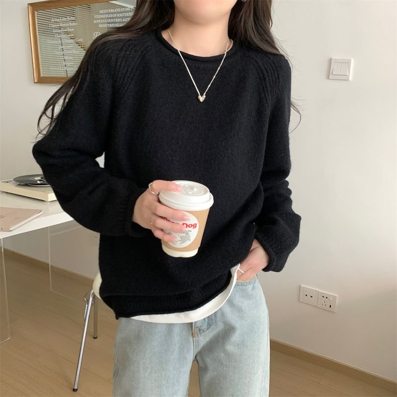 Autumn And Winter Soft Casual Style Pullover Knitwear Women Basic Solid Color Loose Sweater