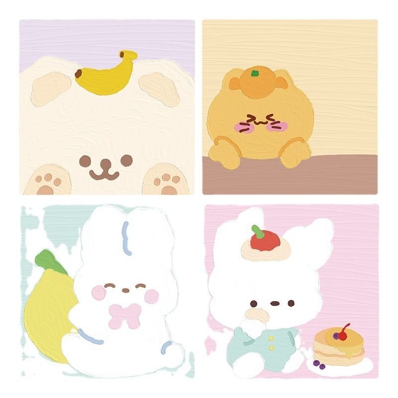 Simple Cartoon Cute Sticky Animal Oil Painting Post-It Notes