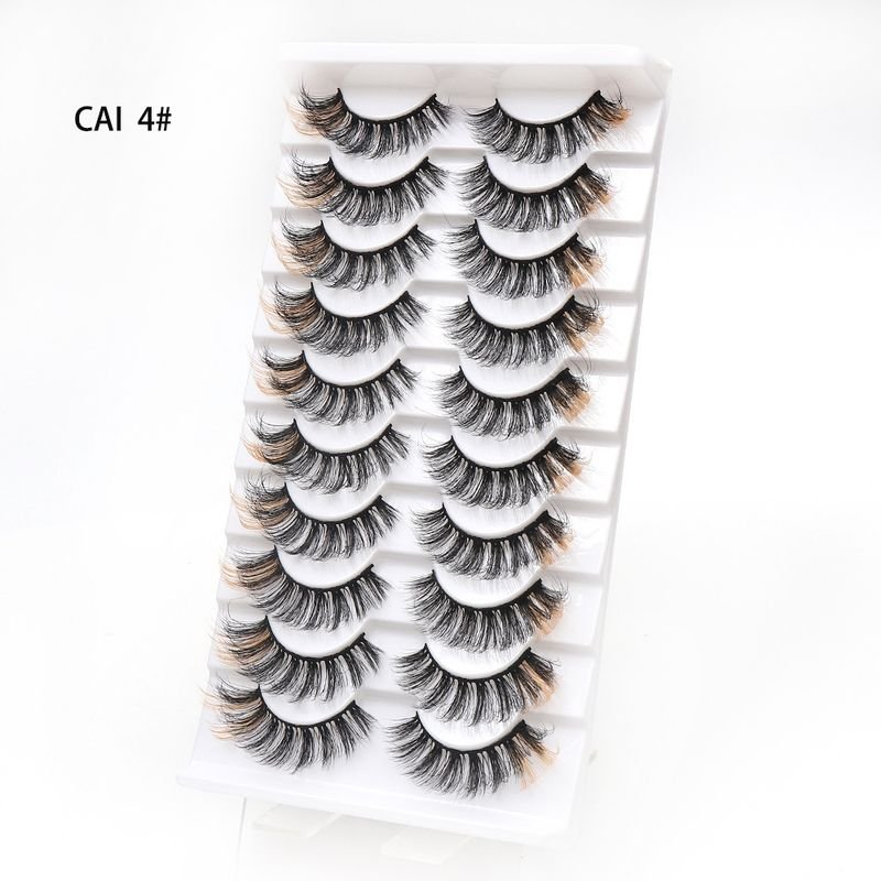 Women Fashion Thick Curly Multicolor False Eyelashes 10 Pair