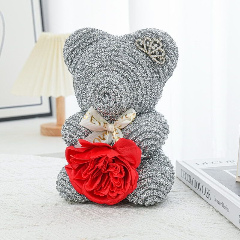 Crystal Rhinestone Bear Resin Bear Soap Flower Valentine'S Day Gift