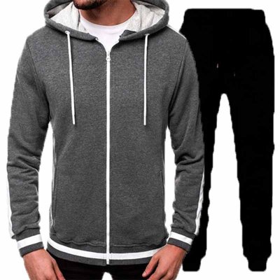 Men Casual Sports Basic Long Sleeve Hoodies Trousers Sets