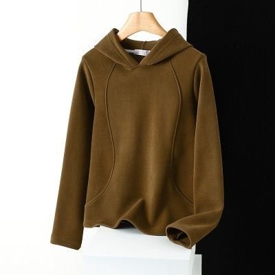 Women Winter Double-Sided Velvet Basic Fleece-Lined Thickened Long-Sleeved Hoodie Custom