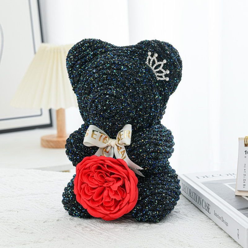 Crystal Rhinestone Bear Resin Bear Soap Flower Valentine'S Day Gift