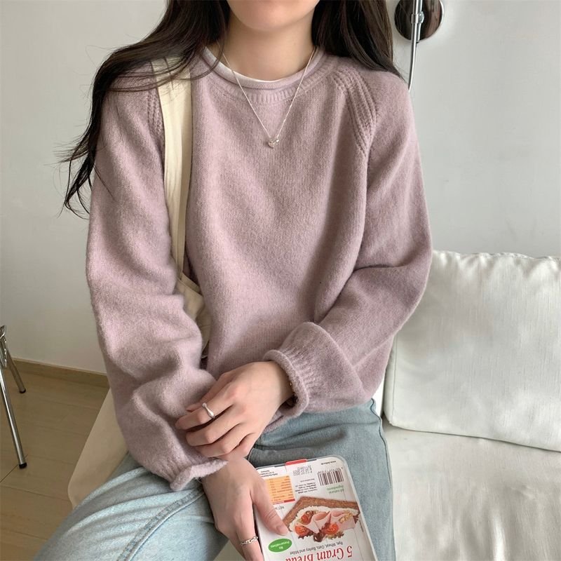 Autumn And Winter Soft Casual Style Pullover Knitwear Women Basic Solid Color Loose Sweater