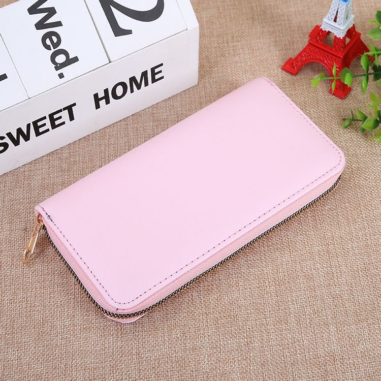 Women Fashion Solid Color Multi-Card Zipper Long Purses