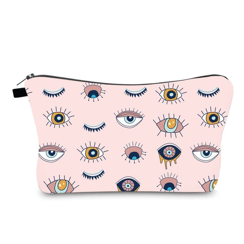 Women Fashion Evil Eye Printed Portable Wash Storage Cosmetic Bag