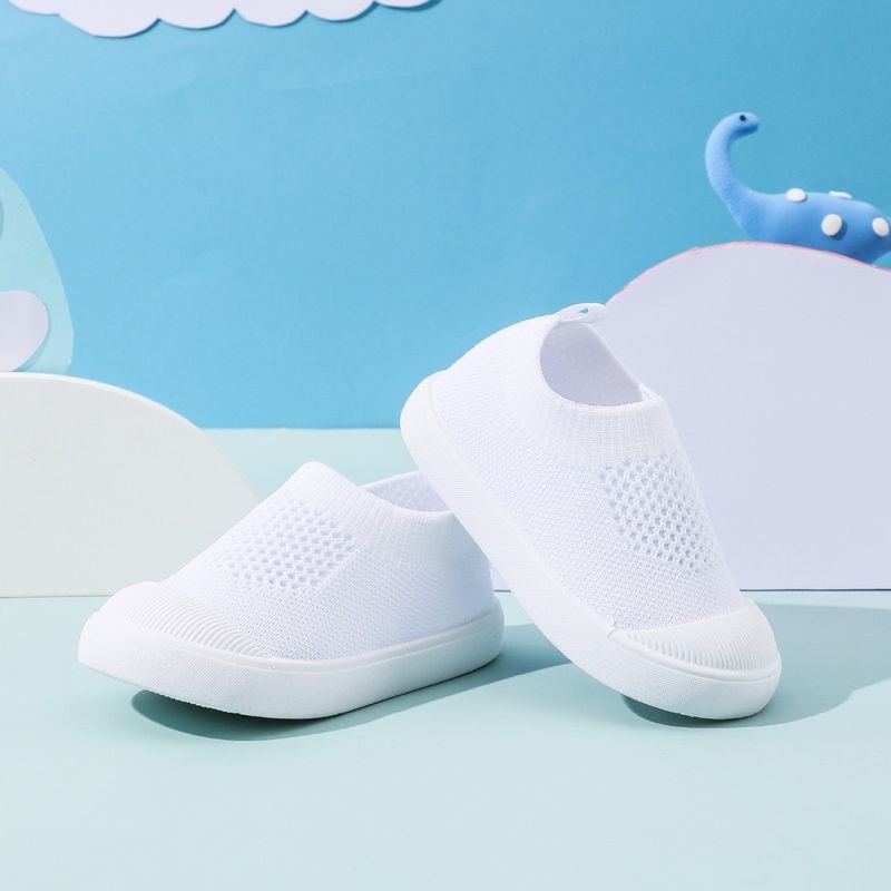 Kids Boys Girls Casual Cute Solid Color Mesh Slip On Flat First Walkers Shoes